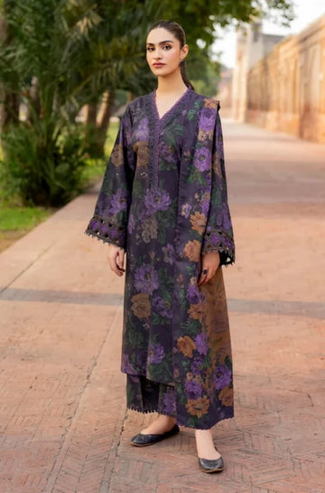 3PC Unstitched Printed Khaddar Shirt with Printed Khaddar Dupatta and Same Printed Trouser - RC 1516