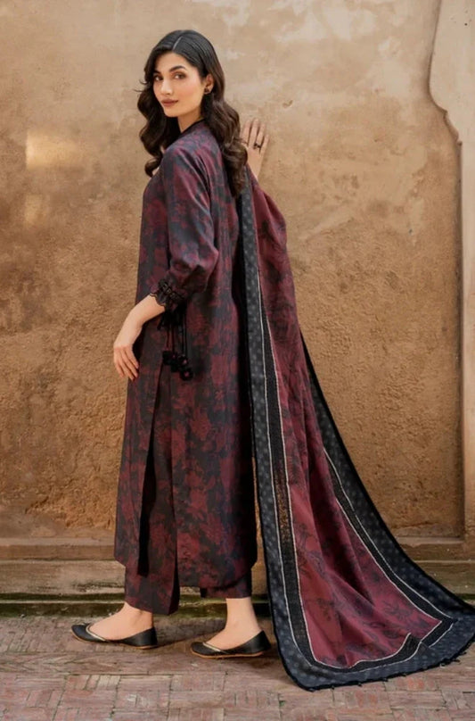 Baroque - 3PC Unstitched Printed Karandi Shirt with Printed Karandi Dupatta and Same Printed Trouser - RC 1116