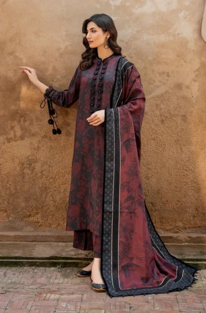 Baroque - 3PC Unstitched Printed Karandi Shirt with Printed Karandi Dupatta and Same Printed Trouser - RC 1116