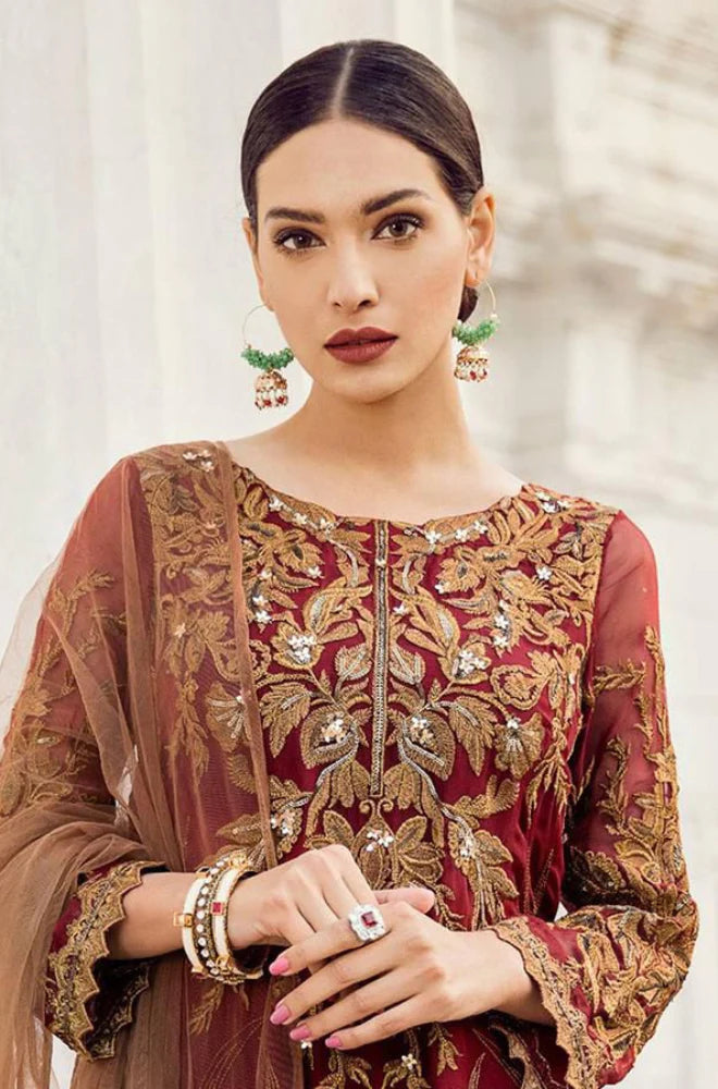 3PC Unstitched Chiffon Weeding Dress - RC 1316