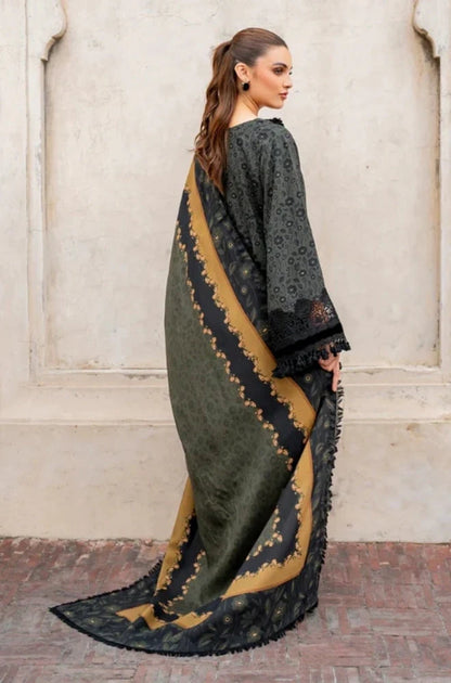 3PC Unstitched Printed Khaddar Shirt with Printed Khaddar Dupatta and Same Printed Trouser - RC 1518