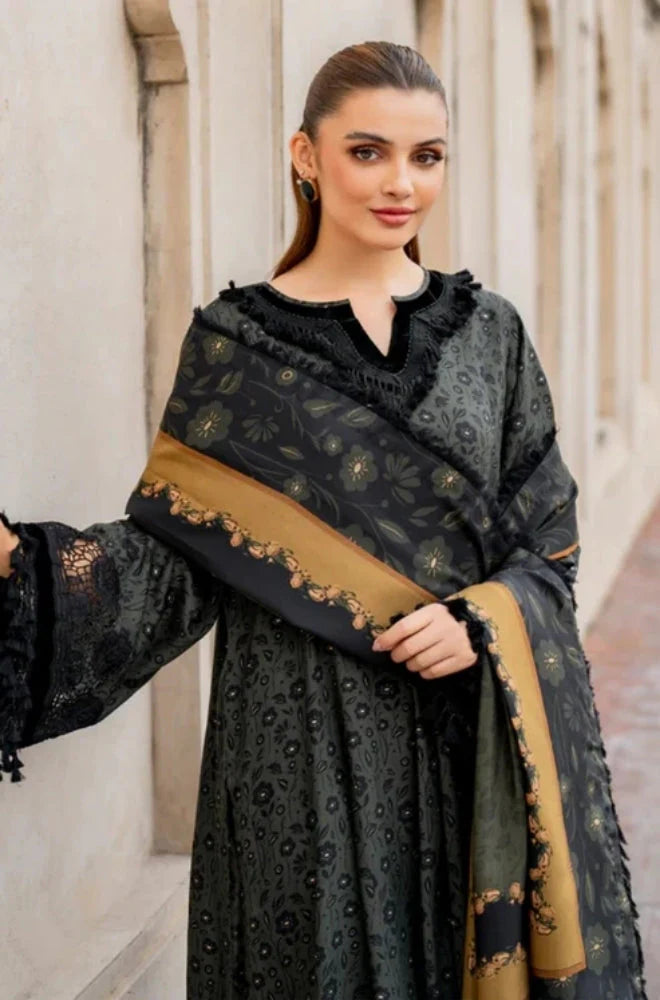 3PC Unstitched Printed Khaddar Shirt with Printed Khaddar Dupatta and Same Printed Trouser - RC 1518