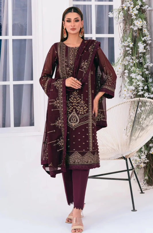 Formal Collection - Noorma Kaamal - Lallaria Embroidered Chiffon Suit Unstitched - RC 1319
