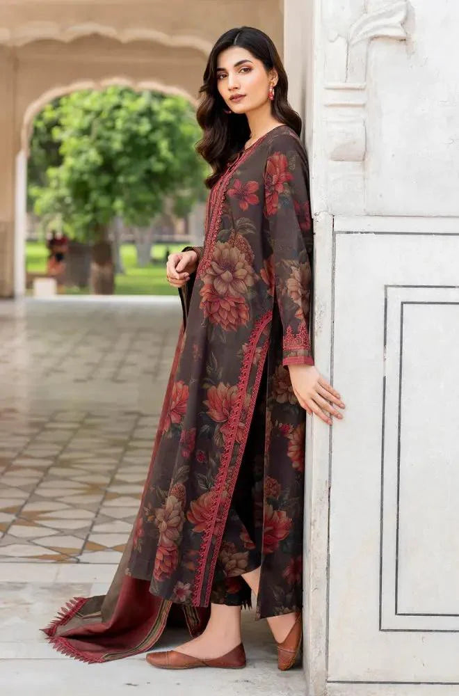 3PC Unstitched Printed Khaddar Shirt with Printed Khaddar Dupatta and Trouser - RC 1519