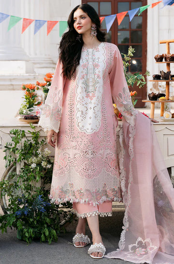 3PC Unstitched Lawn Embroidered Shirt with Embroidered Khadi Net Dupatta - RC 1021