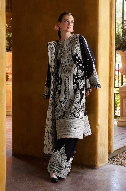 Hussain Rehar - Lawn 3PC Unstitched Embroidered Shirt with Slub Net Dupatta - RC 1031