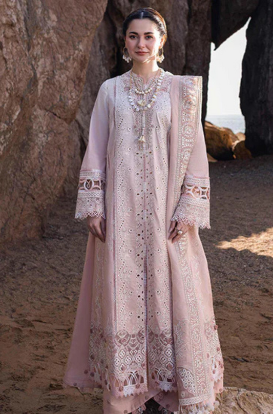 Qalamkaar - 3PC Unstitched Lawn Heavy Embroidered Shirt with Embroidered Khadi Net Dupatta - RC 1027