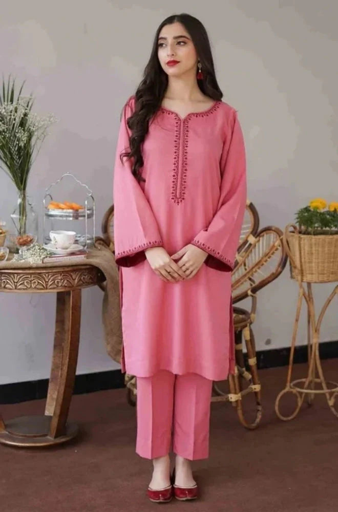 3PC Unstitched Dhanak Embroidered Shirt with Dhanak Embroidered Shawl and Trouser - RC 1120