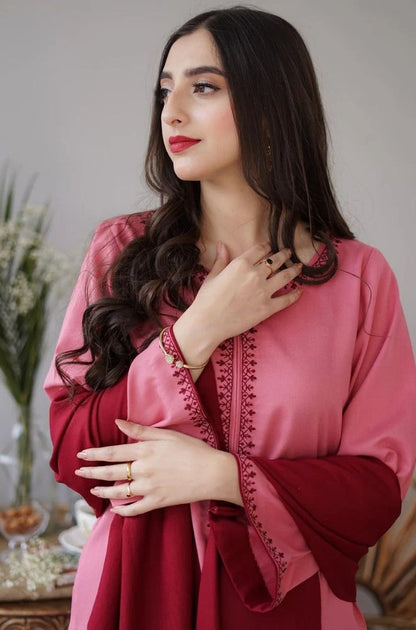 Aisling - 3PC Unstitched Dhanak Embroidered Shirt with Dhanak Embroidered Shawl and Trouser - RC 1120