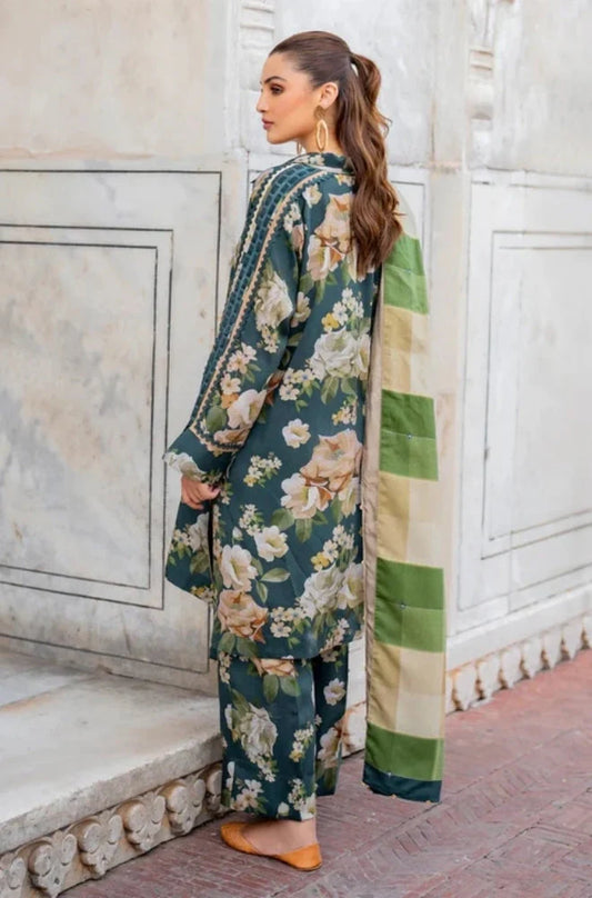 3PC Unstitched Printed Khaddar Shirt with Printed Khaddar Dupatta and Same Printed Trouser - RC 1521