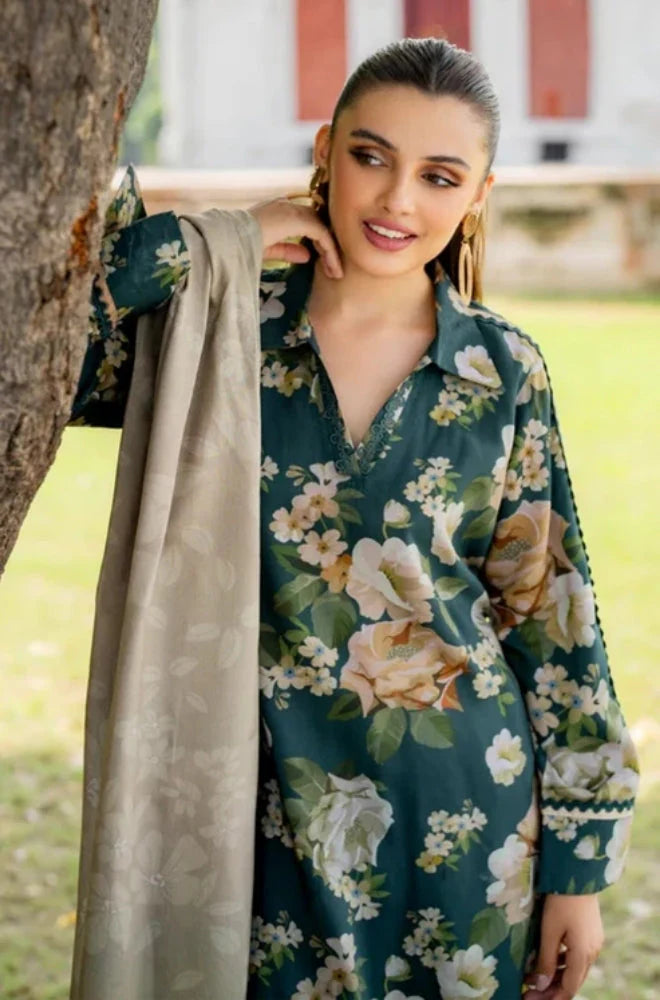 3PC Unstitched Printed Khaddar Shirt with Printed Khaddar Dupatta and Same Printed Trouser - RC 1521