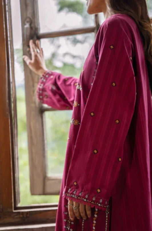 3PC Unstitched Khaddar Embroidered Shirt with Khaddar Trouser - RC 1122