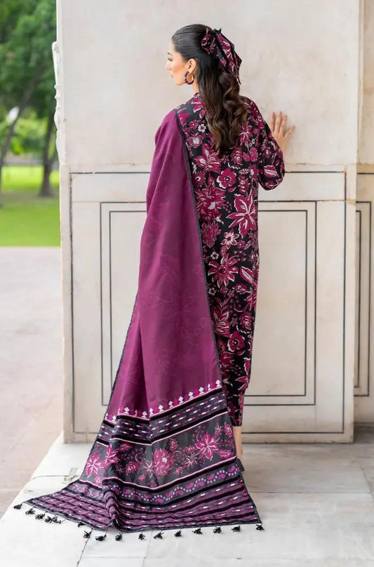 3PC Unstitched Printed Khaddar Shirt with Printed Khaddar Dupatta and Same Printed Trouser - RC 1522