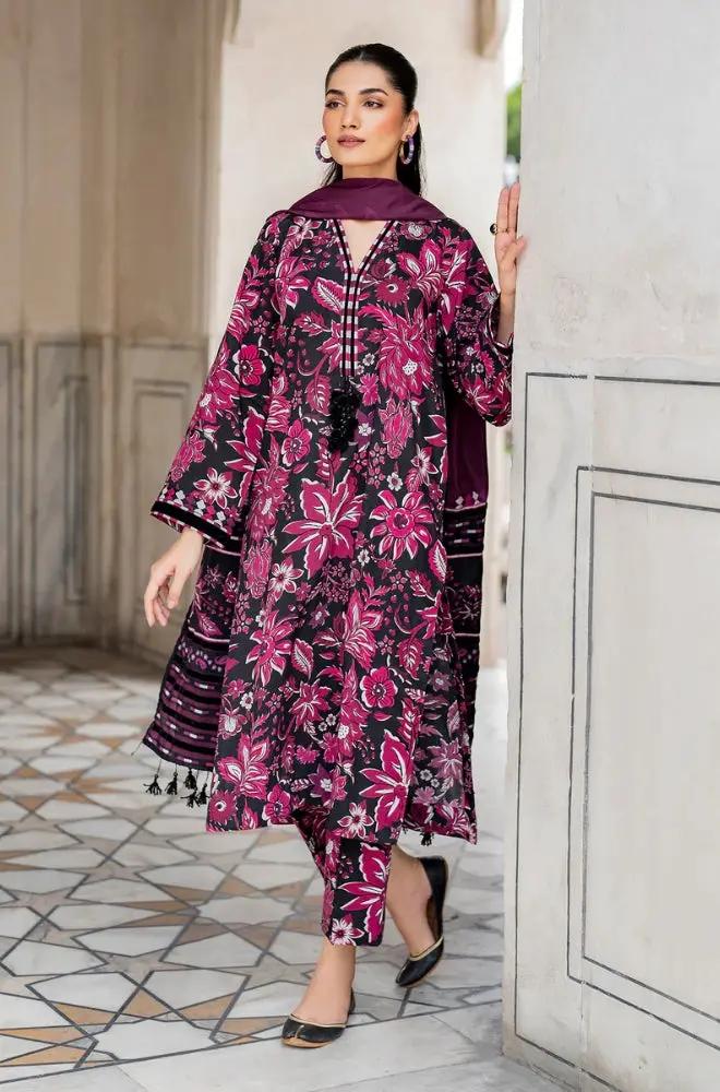 3PC Unstitched Printed Khaddar Shirt with Printed Khaddar Dupatta and Same Printed Trouser - RC 1522