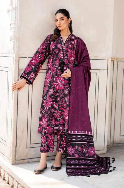 3PC Unstitched Printed Khaddar Shirt with Printed Khaddar Dupatta and Same Printed Trouser - RC 1522