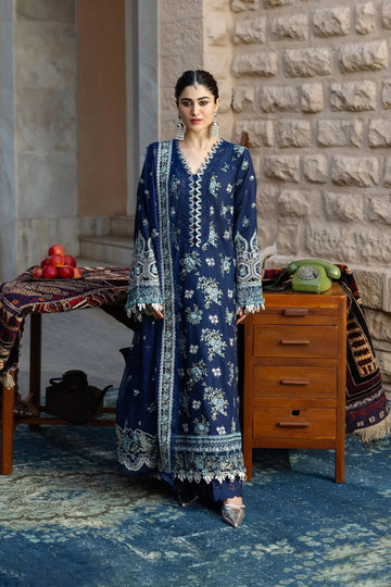 3PC Unstitched Lawn Embroidered Shirt with Embroidered Crinkle Dupatta and Trouser - RC 1047