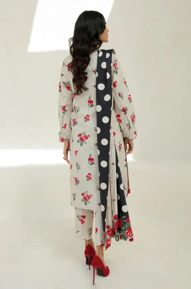 3PC Unstitched Digital Printed Karandi Shirt with Printed Karandi Dupatta and Trouser - RC 1523