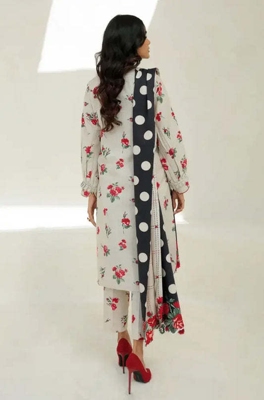 3PC Unstitched Digital Printed Karandi Shirt with Printed Karandi Dupatta and Trouser - RC 1523