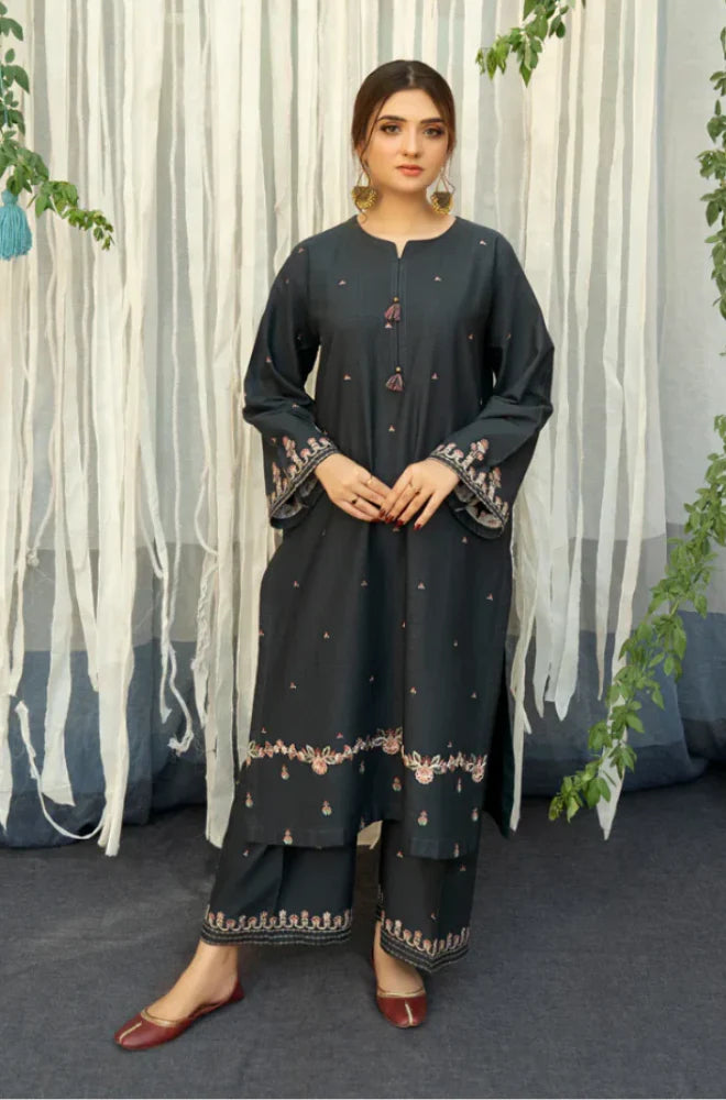 Urge - 3PC Unstitched Dhanak Embroidered Shirt with Printed Shawl and Embroidered Trouser - RC 1125