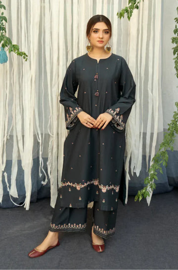 3PC Unstitched Dhanak Embroidered Shirt with Printed Shawl and Embroidered Trouser - RC 1125