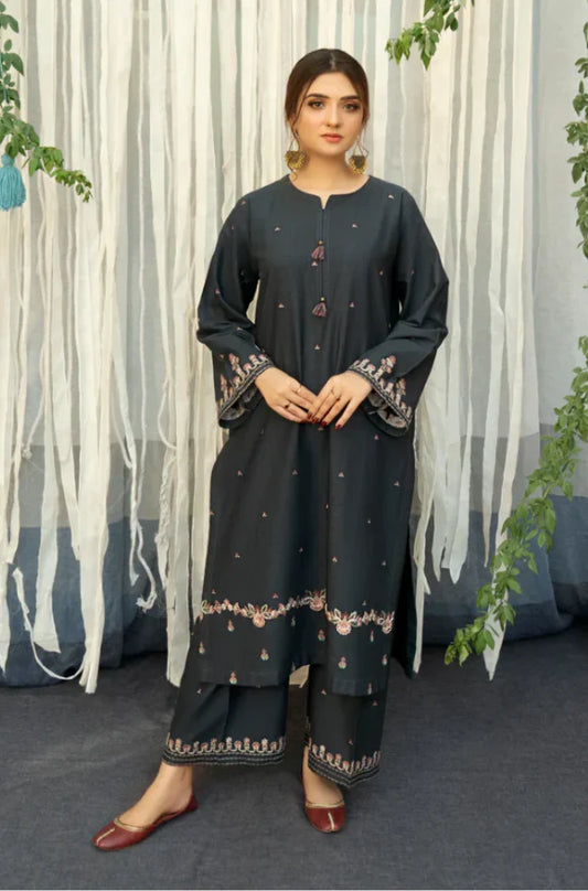 Urge - 3PC Unstitched Dhanak Embroidered Shirt with Printed Shawl and Embroidered Trouser - RC 1125