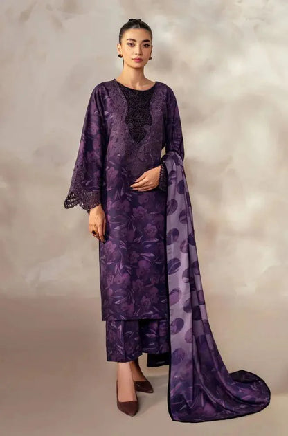 3PC -  Unstitched Khaddar Digital Printed Shirt with Khaddar Printed Shawl - RC 1525