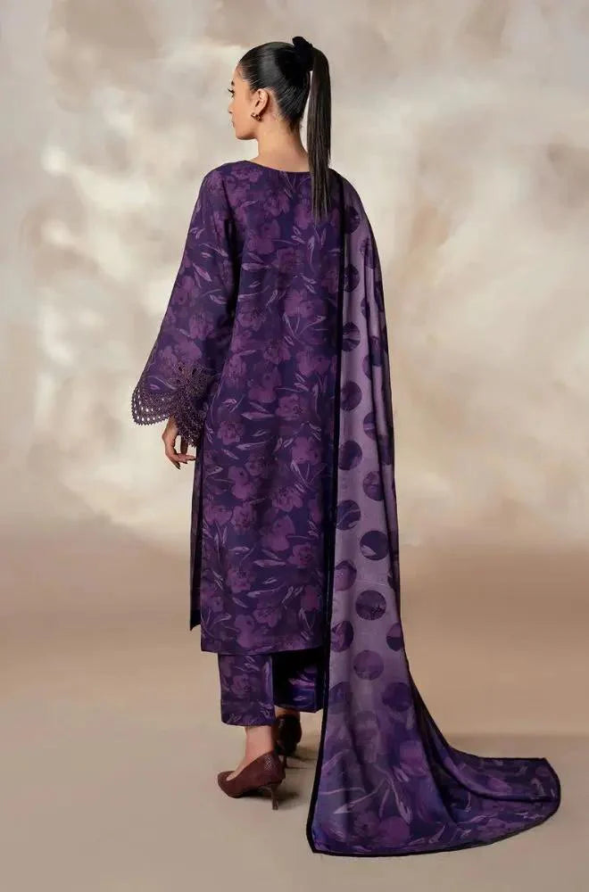 3PC -  Unstitched Khaddar Digital Printed Shirt with Khaddar Printed Shawl - RC 1525