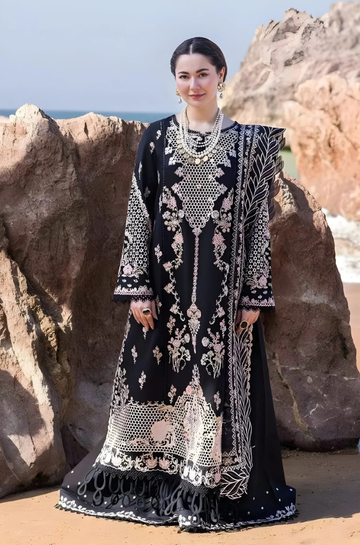 3PC Unstitched Lawn Heavy Embroidered Shirt with Printed Embroidered Slub Net Dupatta - RC 1020