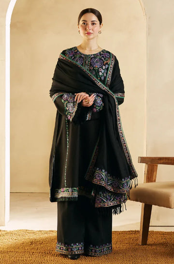 3PC Unstitched Dhanak Embroidered Shirt with Digital Printed Dhanak Shawl and Trouser - RC 1128