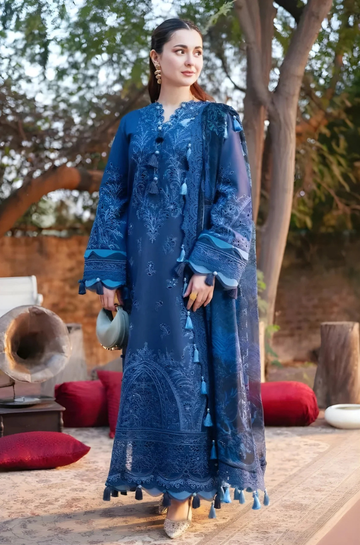 3PC Unstitched Lawn Embroidered Shirt with Monark Digital Printed Dupatta - RC 1028