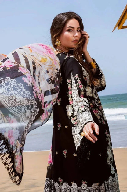 Elaf - Lawn 3PC Unstitched Embroidred Shirt with Printed Chiffon Dupatta - RC 1004