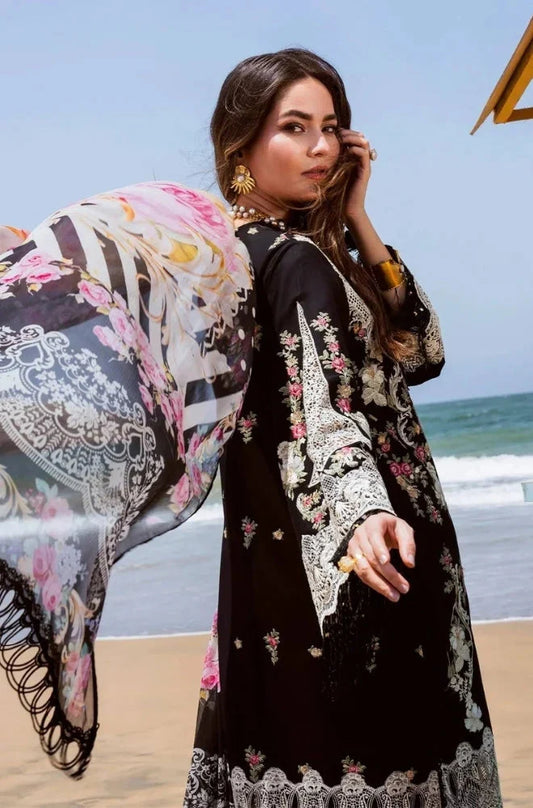 Elaf - Lawn 3PC Unstitched Embroidred Shirt with Printed Chiffon Dupatta - RC 1004