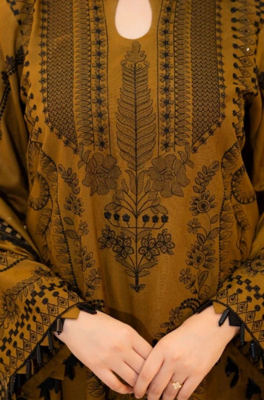 Lawn 3PC Unstitched Embroidered Shirt with Embroidered Chiffon Dupatta - RC 1008