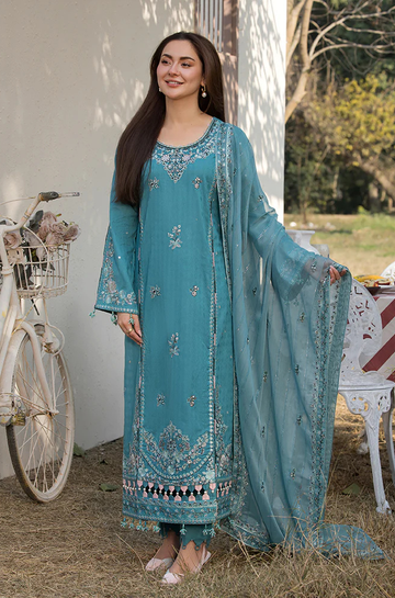 3PC Unstitched Lawn Embroidered Shirt with Embroidered Crinkle Dupatta - RC 1046
