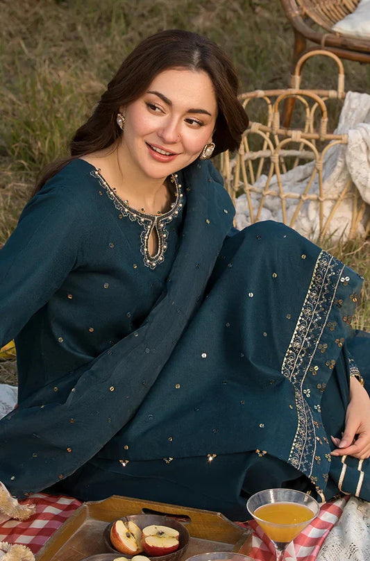 Allys - 3PC Lawn Sequence Embroidered Shirt with Sequence Embroidered Chiffon Dupatta (Unstitched) - RC 1015