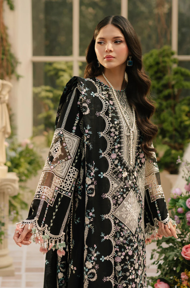 3PC Unstitched Lawn Embroidered Shirt with Embroidered Crinkle Dupatta - RC 1075