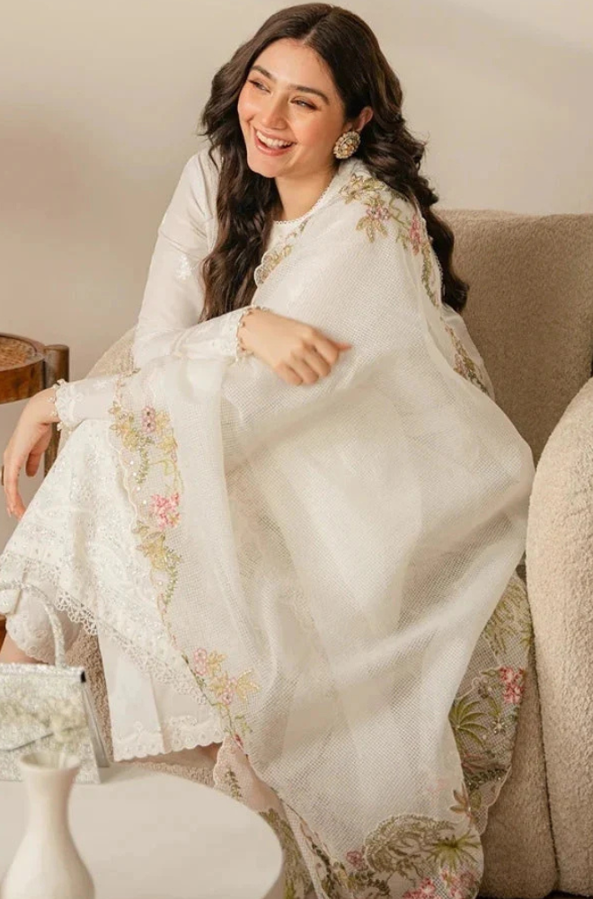 Cross Stitch - 3PC Unstitched Lawn Sequence Embroidered Shirt with Sequence Embroidered Khaddi Net Dupatta - RC 1005