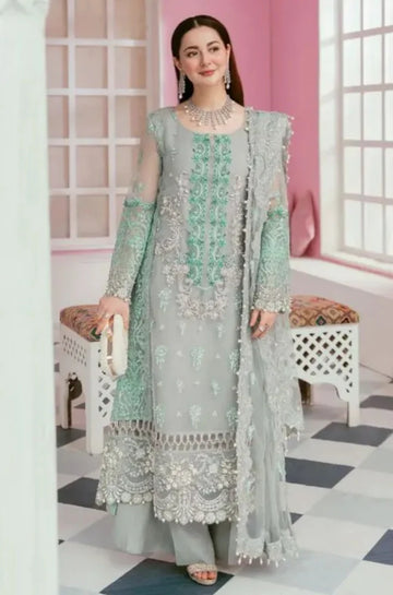 3PC UNSTITCHED ORGANZA EXCLUSIVE EMBROIDERED DRESS - RC 1330