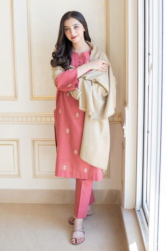 Aisling - 3PC Unstitched Dhanak Embroidered Shirt with Dhanak Shawl and Trouser - RC 1131