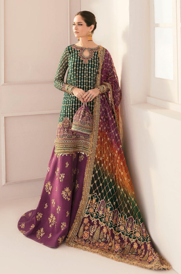3PC HEAVY EMBROIDERED UNSTITCHED WEDDING DRESS - RC 1332