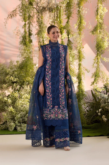 3PC Unstitched Lawn Embroidered Shirt with Embroidered Bamber Chiffon Dupatta - RC 1033