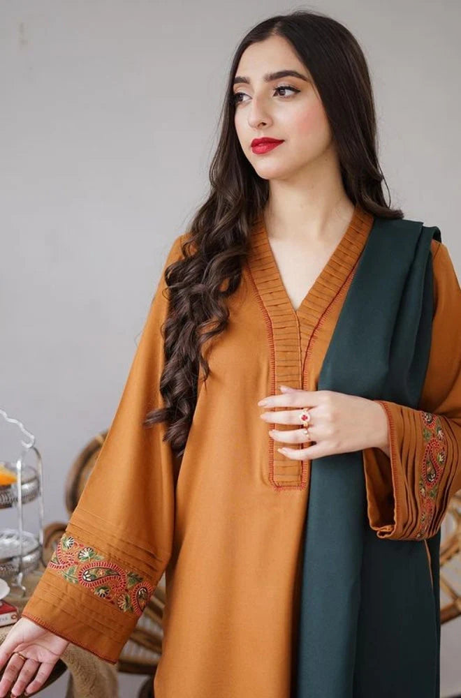 Aisling - 3PC Unstitched Dhanak Embroidered Shirt with Embroidered Dupatta and Trouser - RC 1135