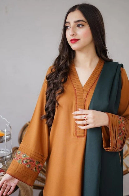 Aisling - 3PC Unstitched Dhanak Embroidered Shirt with Embroidered Dupatta and Trouser - RC 1135