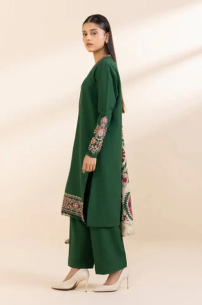 Sapphire - 3PC Unstitched Khaddar Embroidered Front with Digital Printed Shawl and Plain Trouser - RC 1136