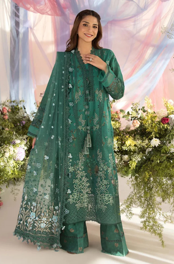 3PC Unstitched Lawn Embroidered Shirt with Embroidered Bamber Chiffon Dupatta - RC 1037