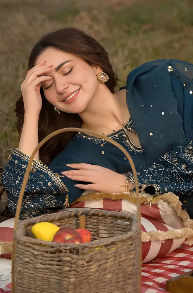 3PC Unstitched Lawn Sequence Embroidered Shirt with Sequence Embroidered Chiffon Dupatta - RC 1015