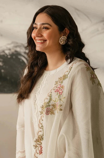 Cross Stitch - 3PC Unstitched Lawn Sequence Embroidered Shirt with Sequence Embroidered Khaddi Net Dupatta - RC 1005