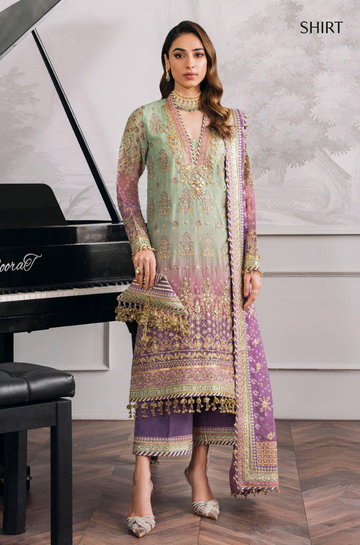 3PC Unstitched Embroidery Chiffon Suit With Silk Trouser - RC 1341