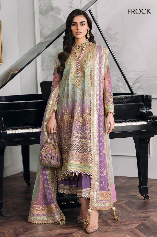 3PC Unstitched Embroidery Chiffon Suit With Silk Trouser - RC 1341