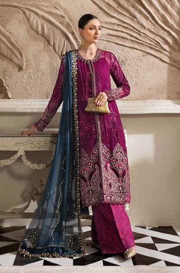 3PC Unstitched Embroidery Chiffon Dress - RC 1342
